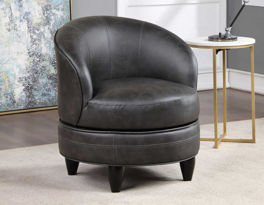 Sophia Swivel Accent Chair, Gray Leatherette