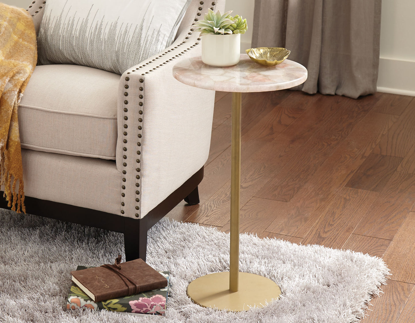 Rosie Rose Quartz Top Chairside End Table