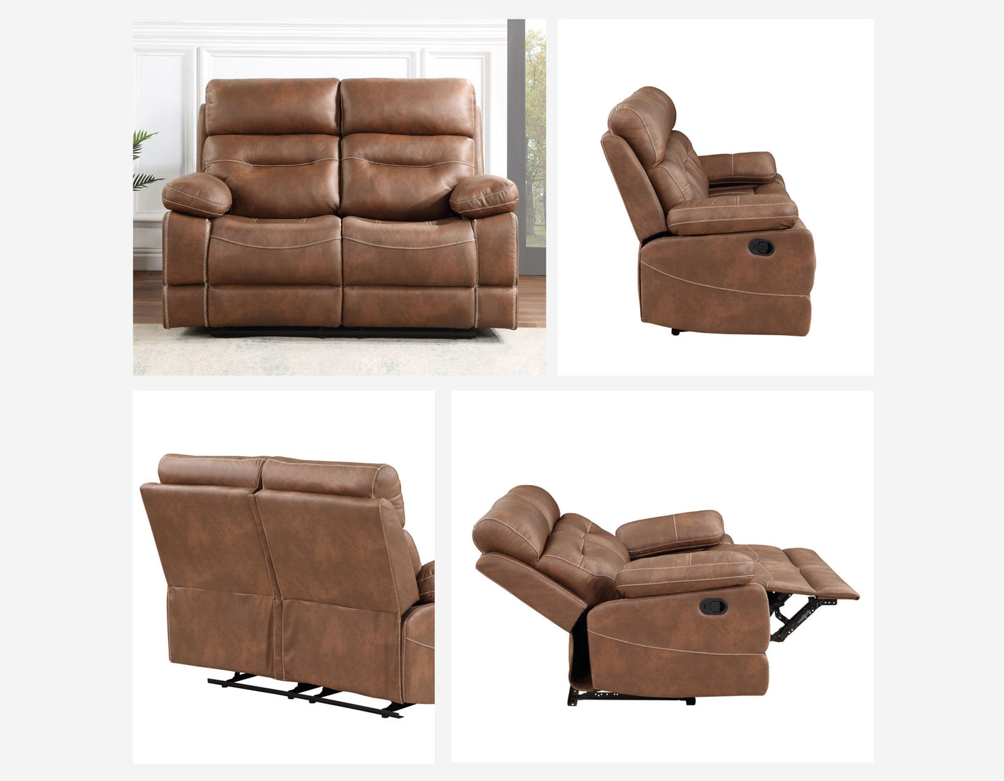 Rudger Manual Reclining Loveseat, Brown