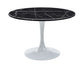 Colfax 45 inch Round Black Marquina Marble Top/White Base Dining Table