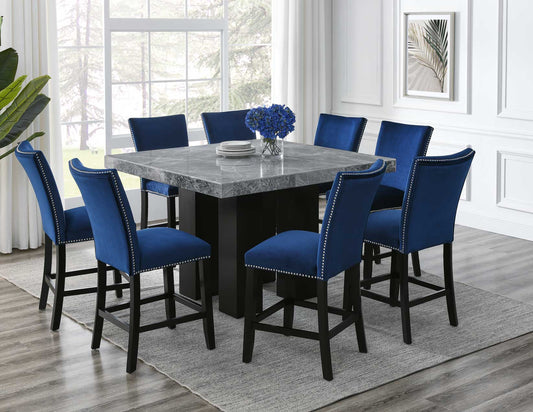 Camila Gray Marble 7-Piece Counter Dining Group
(Counter Table & 6 Counter Chairs)