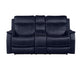 Valencia Dual-Power Leatherette Reclining Console Loveseat, Ocean Blue