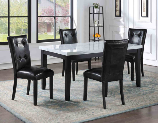 Sterling 5 Piece Faux-Marble Top Dining
(Table & 4 Side Chairs)