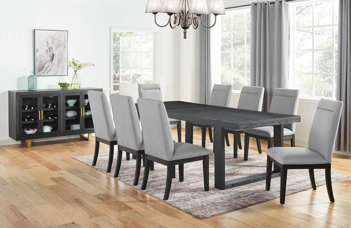 Yves 5 Piece Dining Set
(Table & 4 Grey Performance Side Chairs)