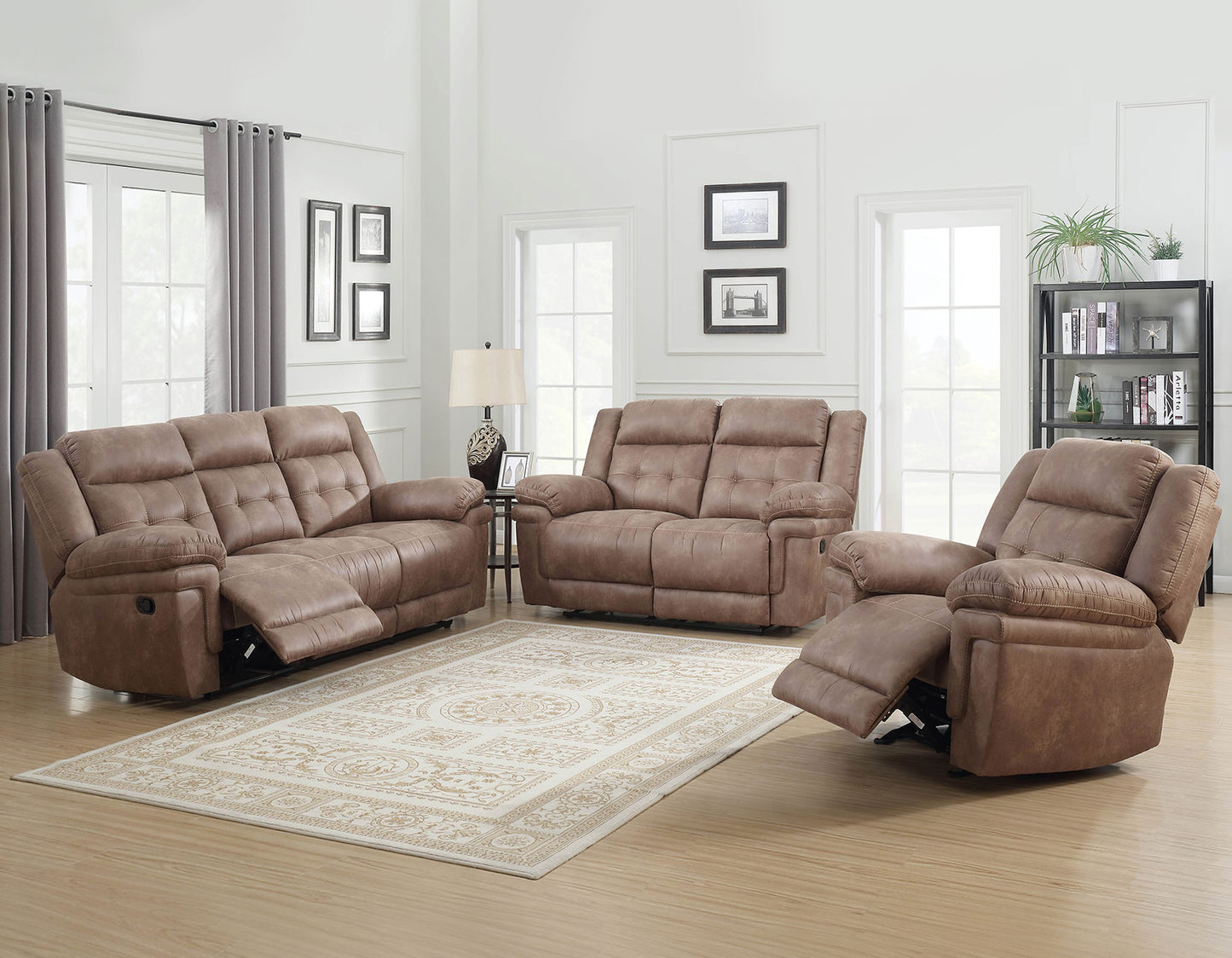 Anastasia Cocoa 3-Piece Manual Reclining Set