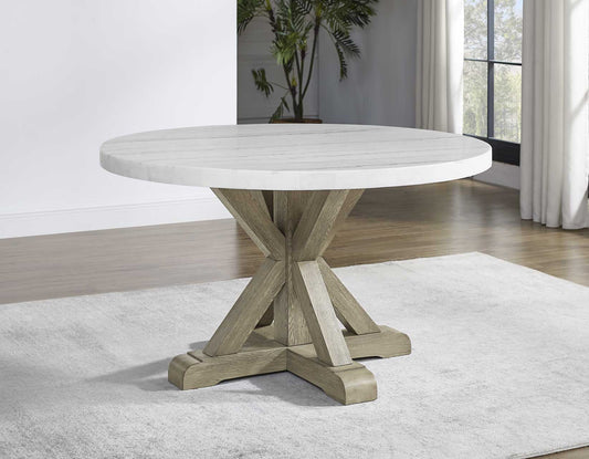 Carena 52-inch Round White Marble Top Table