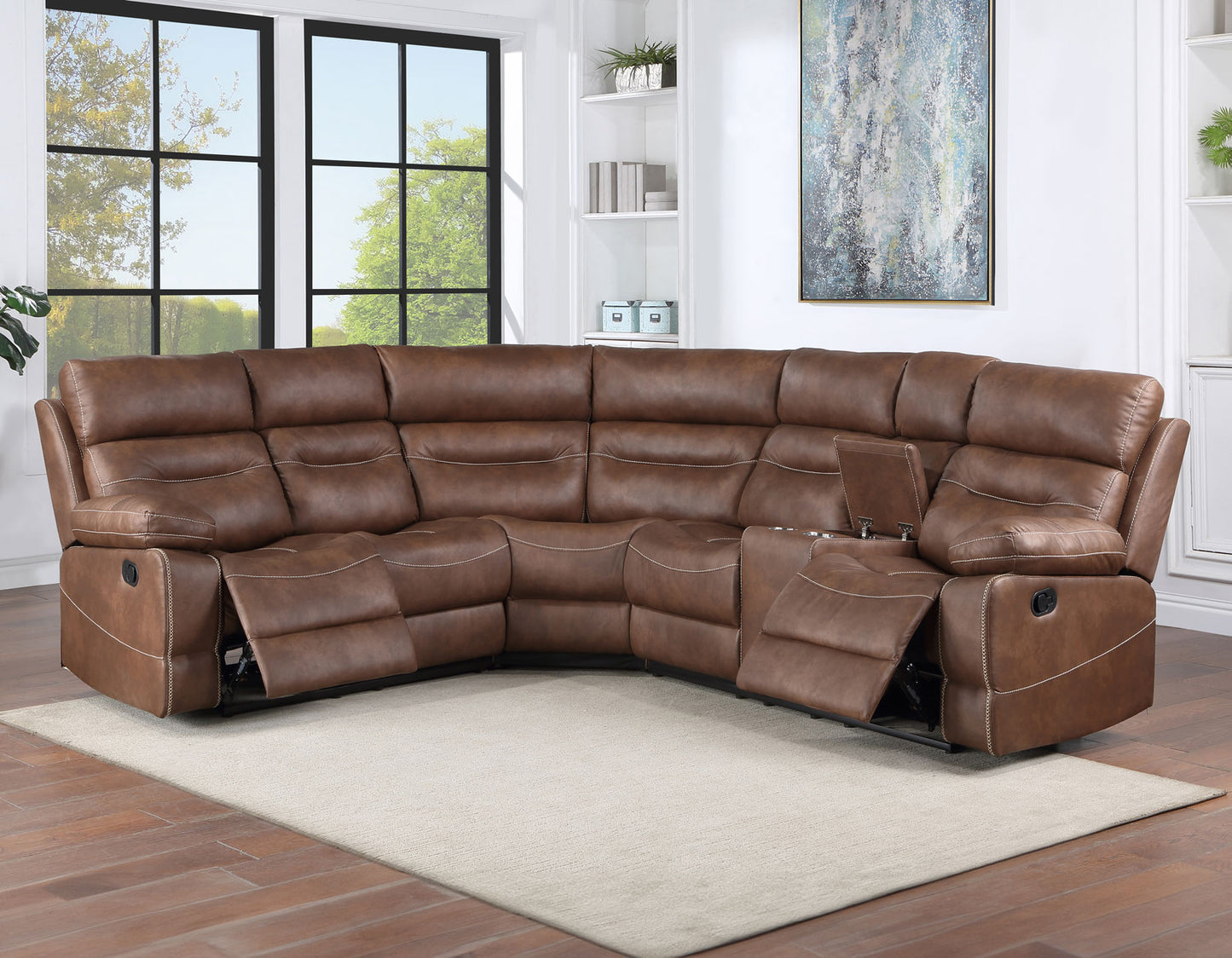 Rudger 3-Piece Manual Reclining Sectional, Chestnut