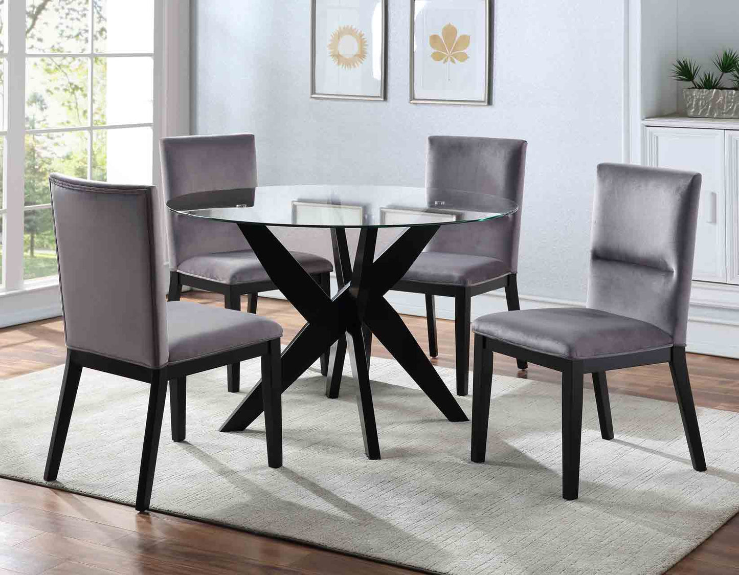 Amalie Grey 5-Piece Dining Set
(Table & 4 Chairs)