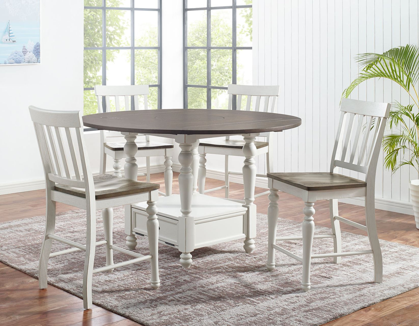 Joanna 5 Piece Drop-leaf Counter Set
(Counter Table & 4 Counter Chairs)