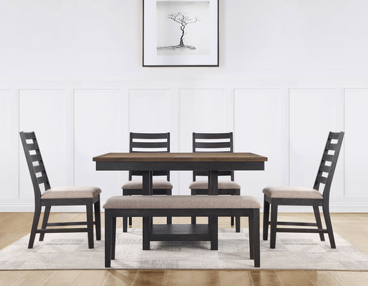 Harington 6-Piece Dining Set
(Table,Bench & 4 Side Chairs)