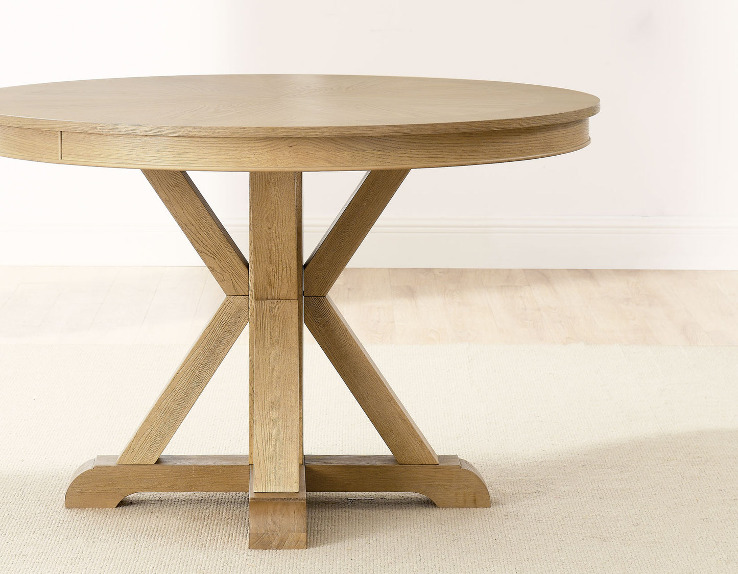 Rylie 48-inch Round Dining Table with Folding Game Top, Natural Finish