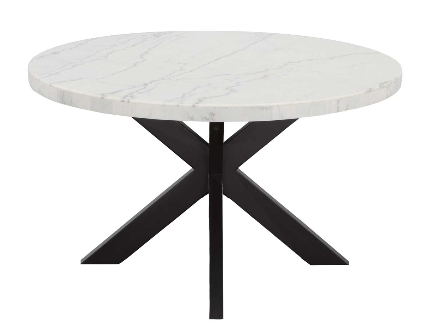 Xena 52-inch Round 5-Piece White Marble Dining Set
(Table & 4 Side Chairs)