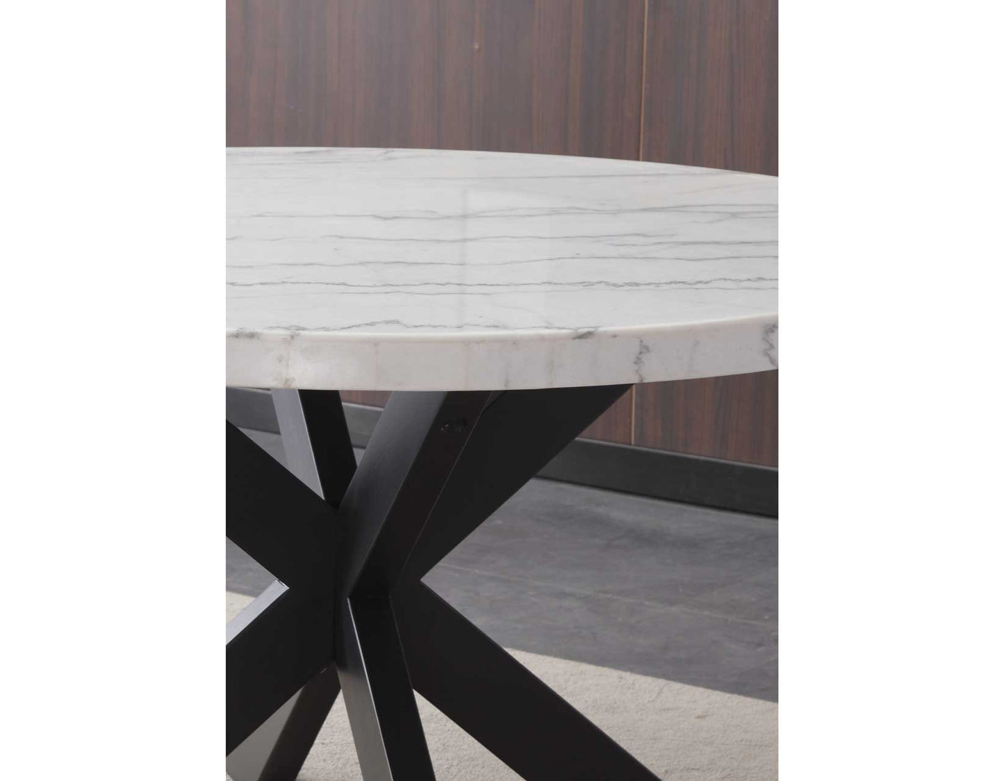 Xena 52-inch Round 5-Piece White Marble Dining Set
(Table & 4 Side Chairs)