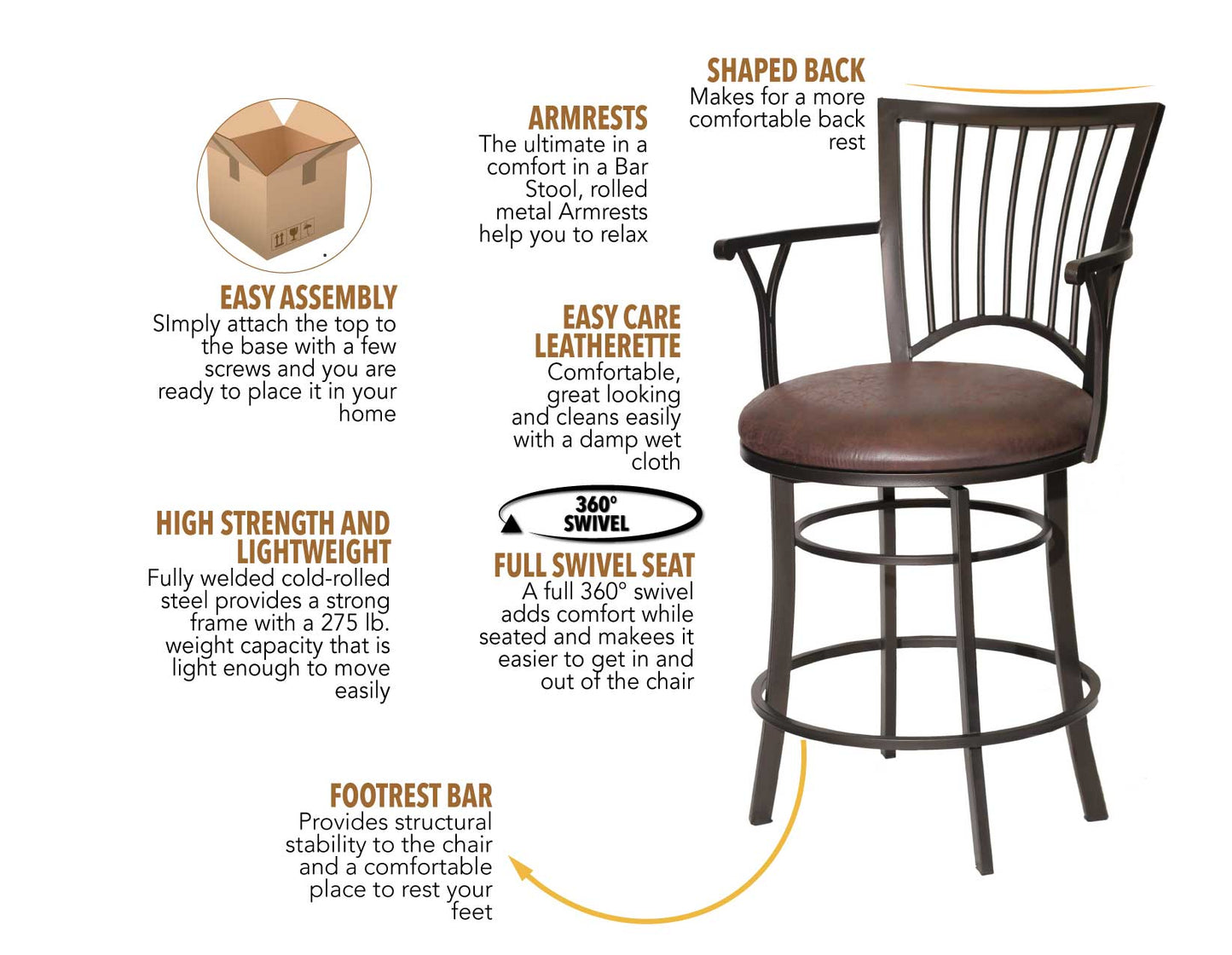 Bayview 30″ Bar Stool, Swivel