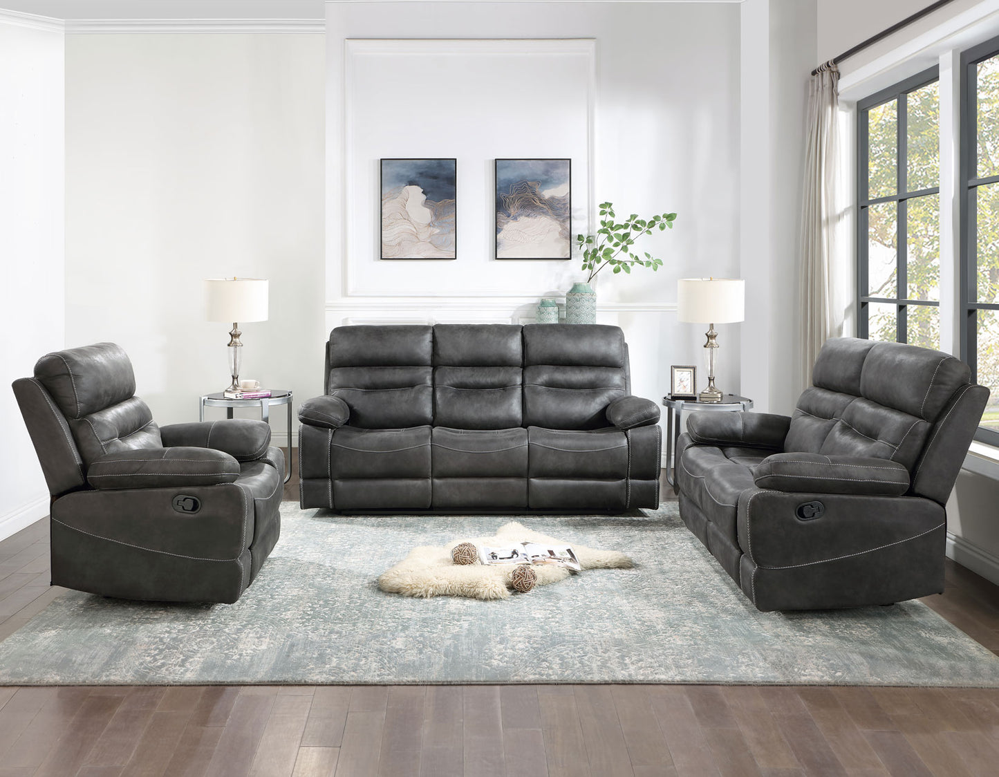 Rudger Manual Reclining Loveseat, Gray