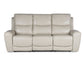 Laurel Leather Dual-Power Reclining Sofa, Ivory