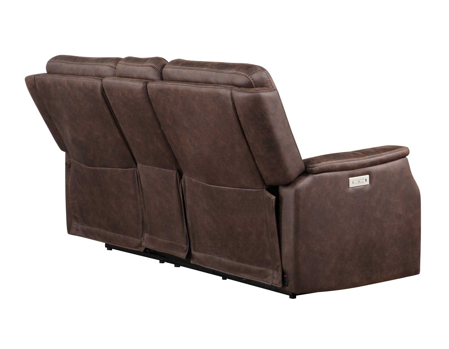 Valencia Dual-Power Leatherette Reclining Console Loveseat, Walnut