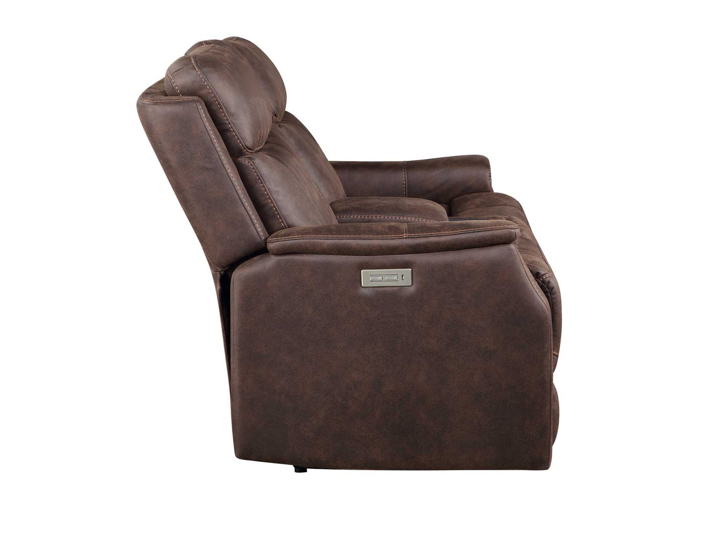 Valencia Dual-Power Leatherette Reclining Console Loveseat, Walnut