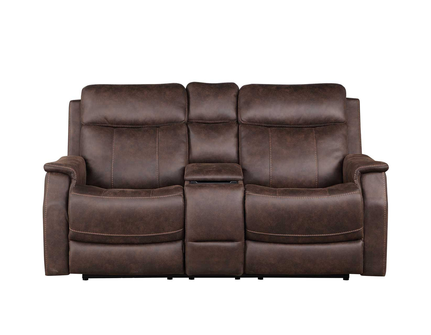 Valencia Dual-Power Leatherette Reclining Console Loveseat, Walnut