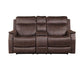 Valencia Dual-Power Leatherette Reclining Console Loveseat, Walnut