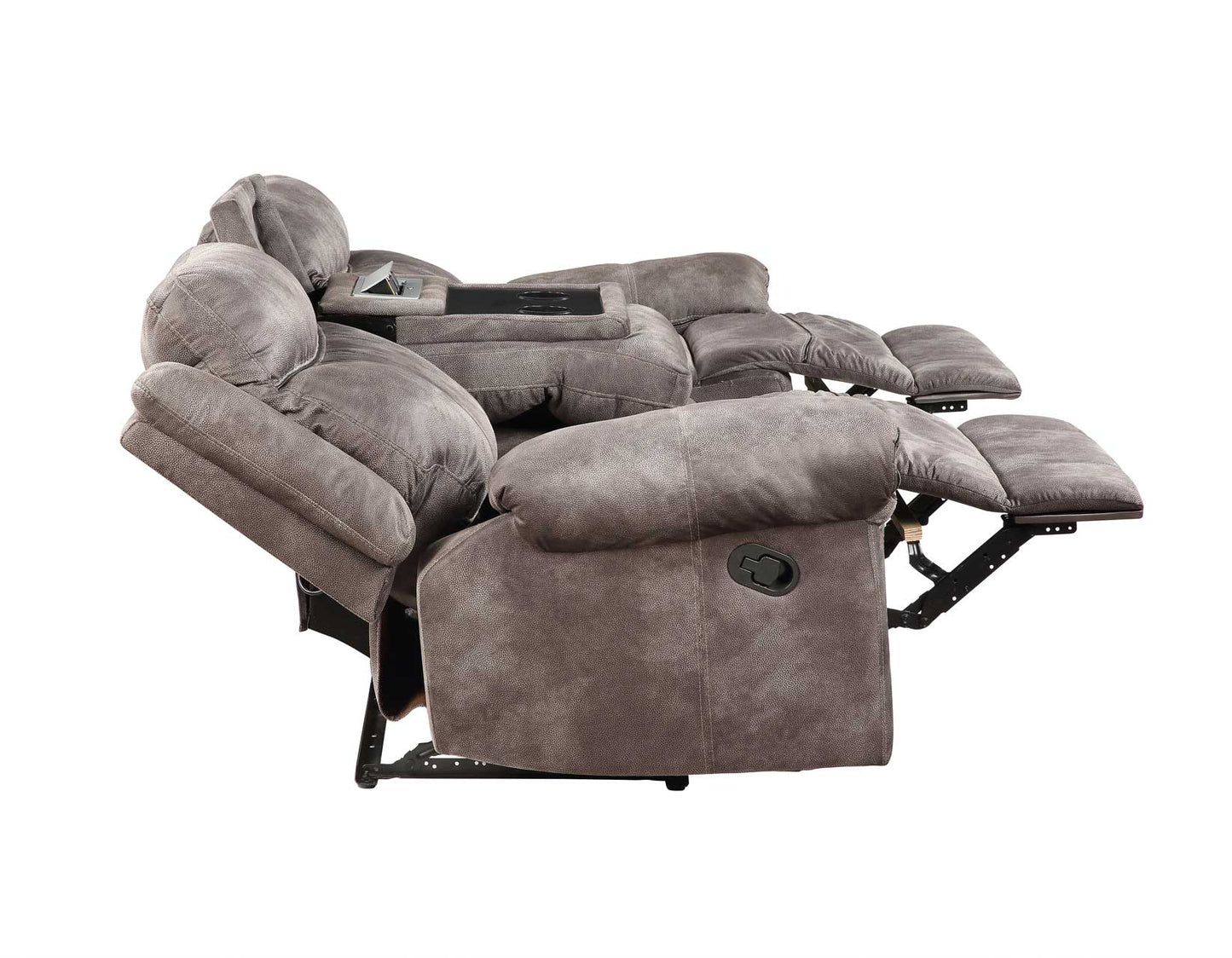 Nashville Manual Reclining Sofa w/Drop-Down Console, Grey