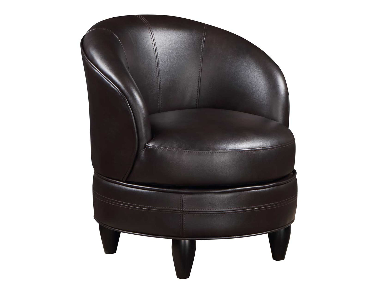 Sophia Swivel Accent Chair, Brown Leatherette