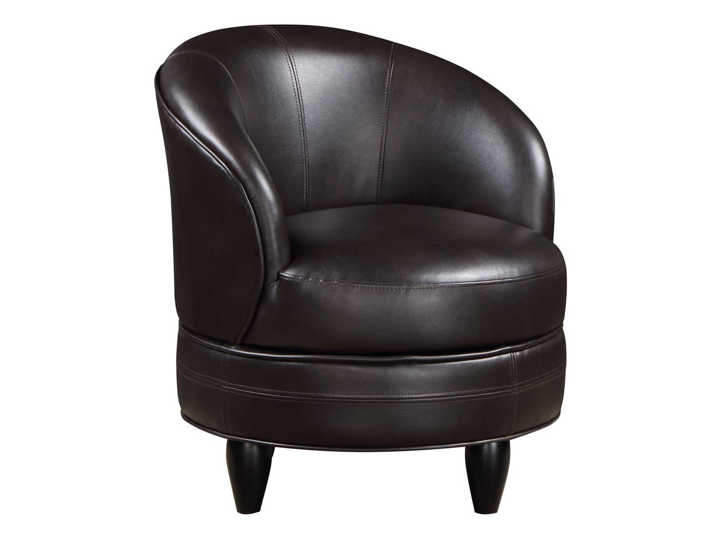 Sophia Swivel Accent Chair, Brown Leatherette