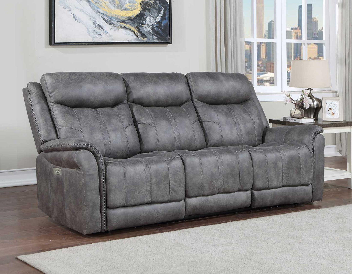 Morrison Dual-Power Reclining Sofa, Stone