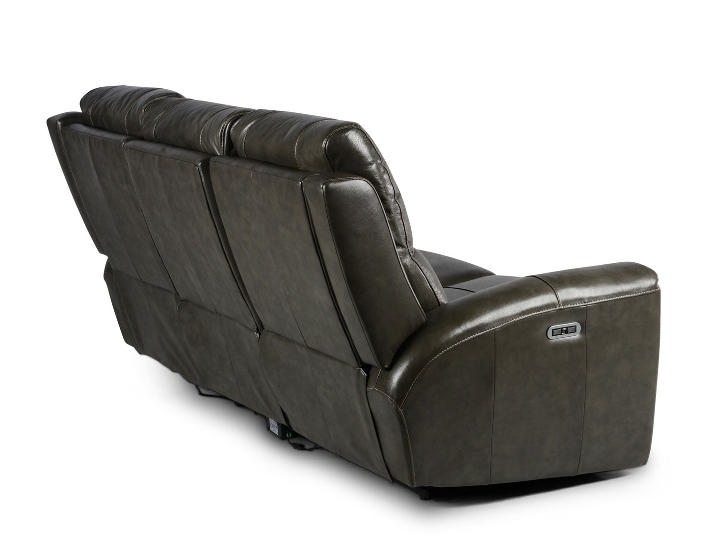 Laurel Leather Dual-Power Reclining Sofa, Grey