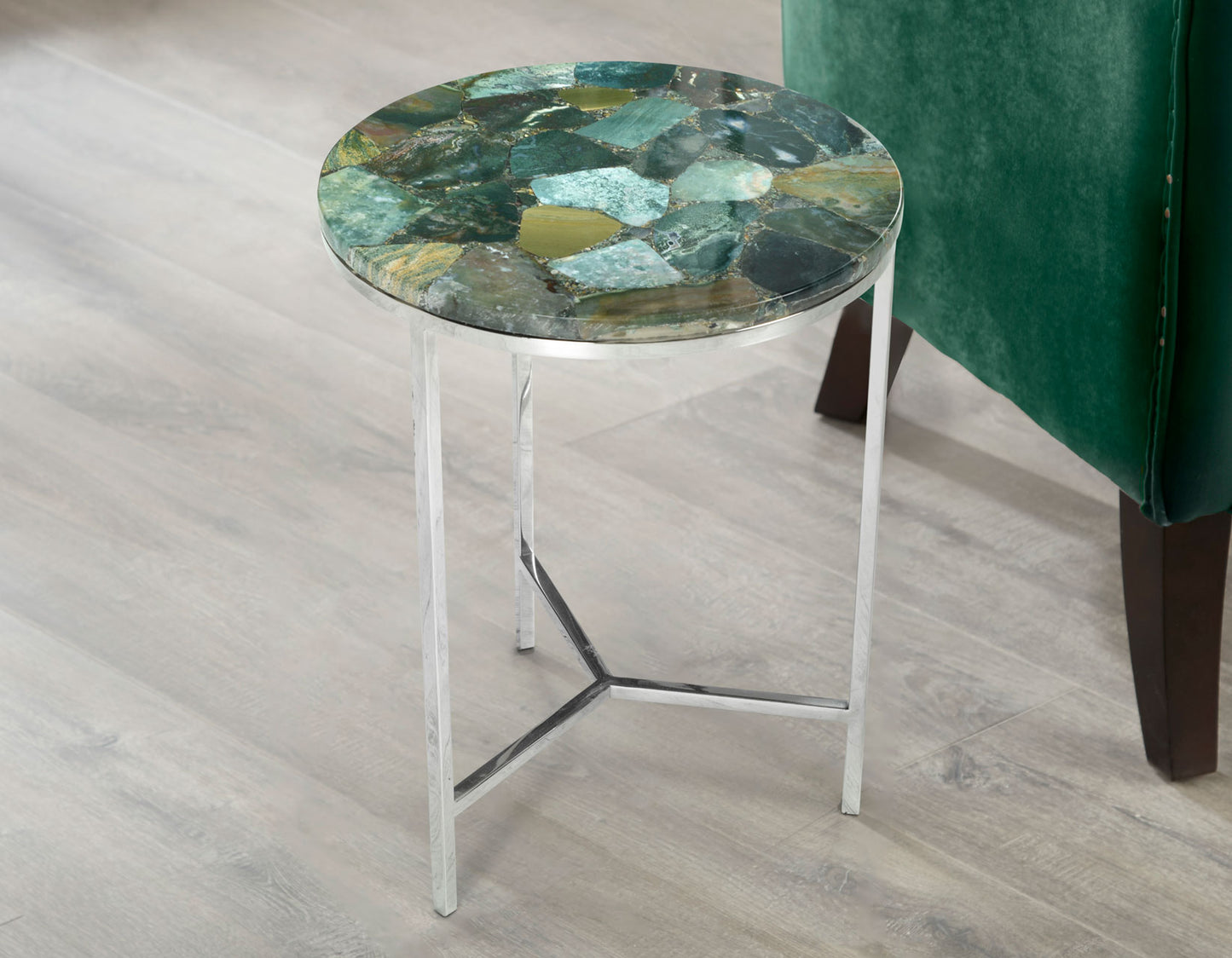 Foster Green Jasper Top Chairside Table