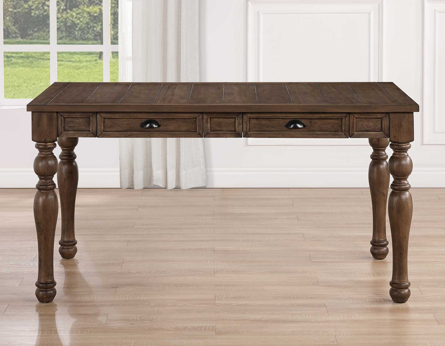 Joanna 59.5" 4-Drawer Dining Table, Brown