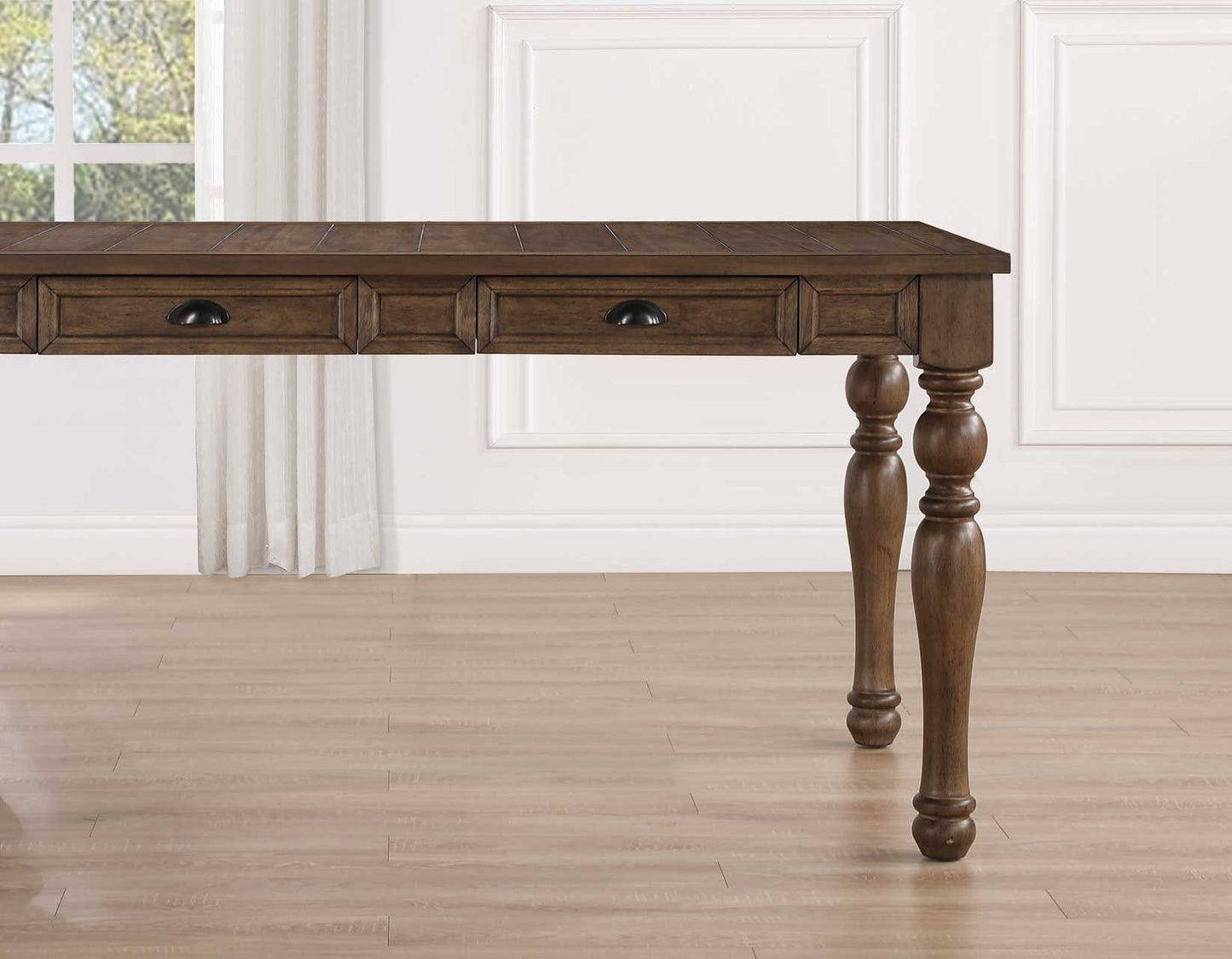 Joanna 59.5" 4-Drawer Dining Table, Brown