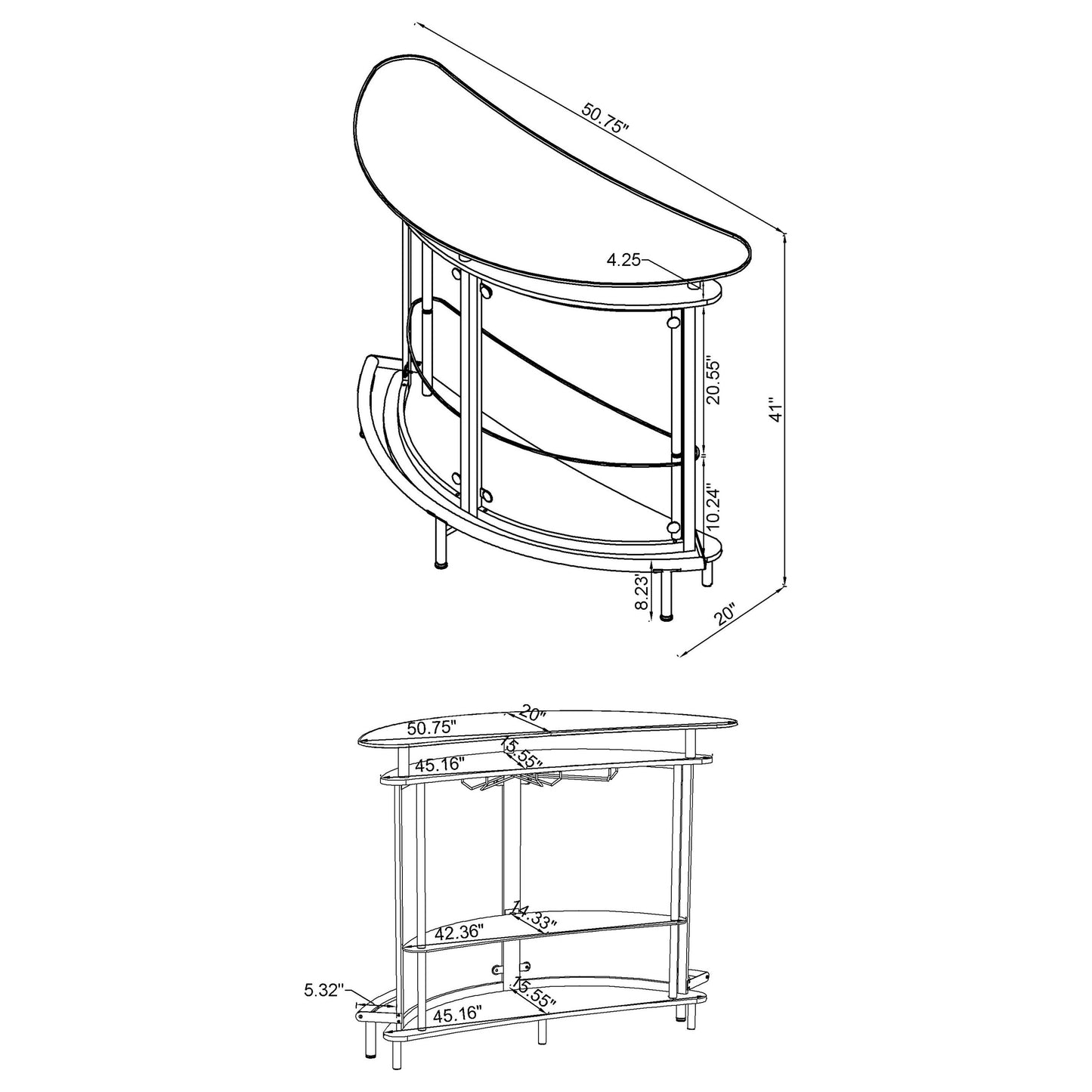 Amarillo Freestanding Glass Top Home Bar Wine Cabinet White