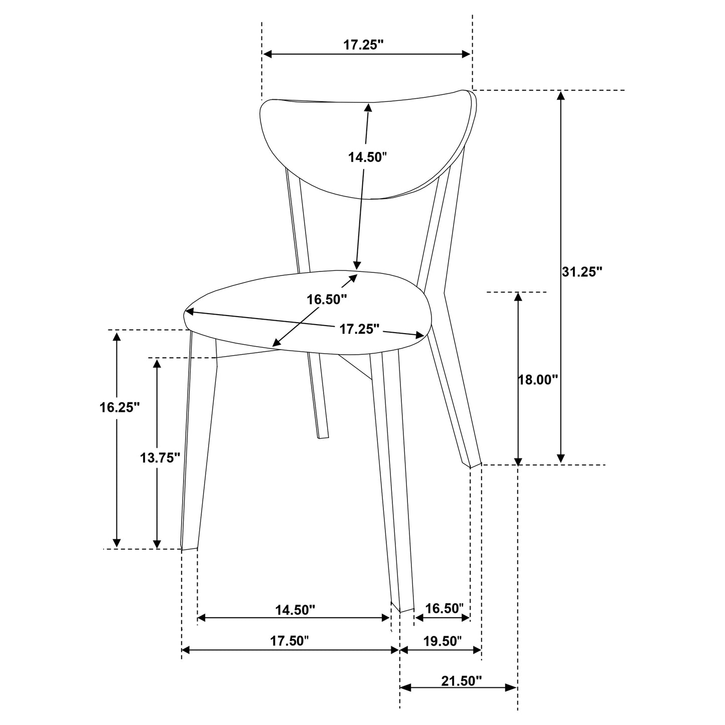 Elowen Wood Dining Side Chair Light Walnut (Set of 2)