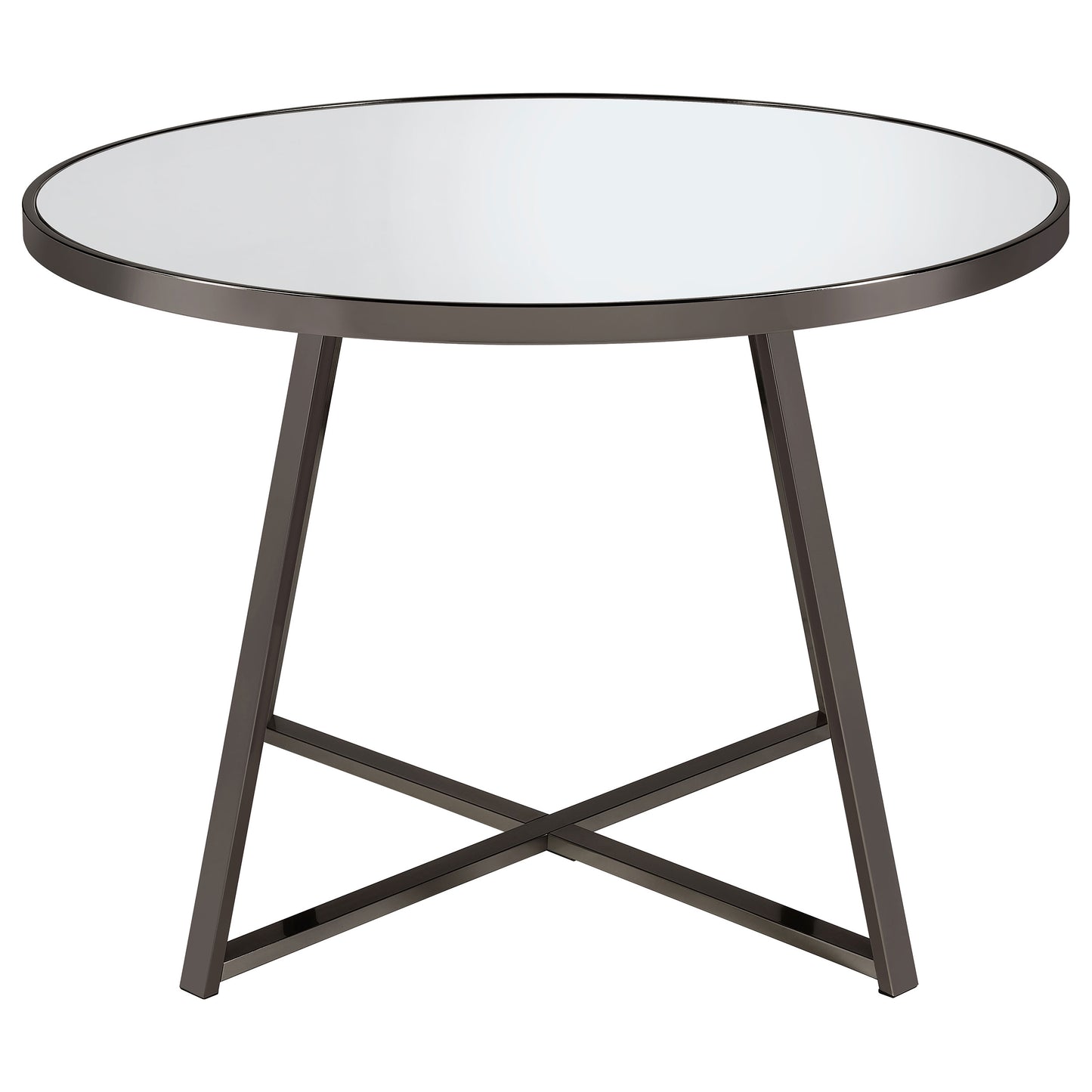 Jillian Round 45-inch Mirror Top Dining Table Black Nickel