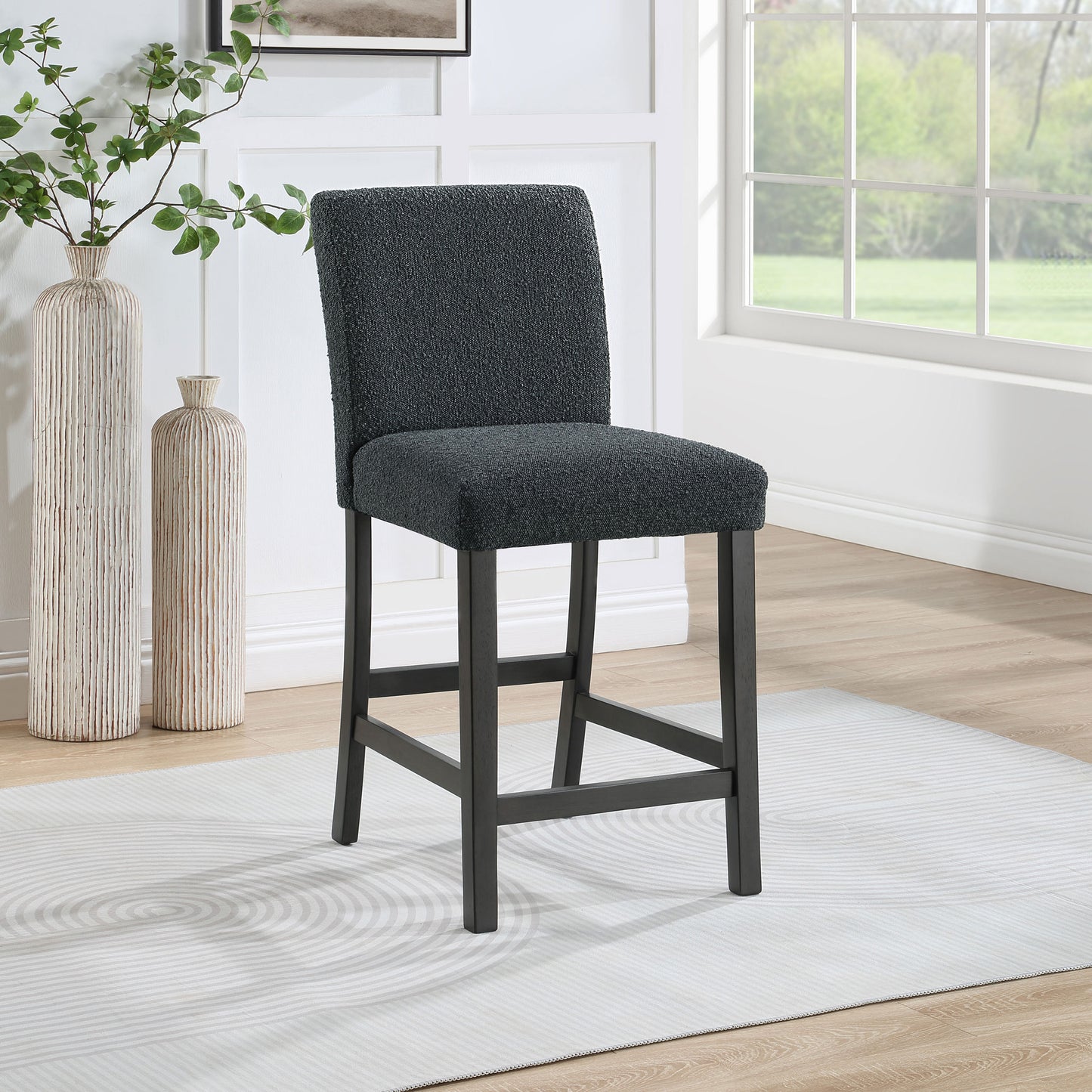 Alba Boucle Upholstered Counter Chair Black (Set of 2)