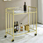 Cara 2-tier Rectangular Glass Shelf Metal Bar Cart Brass