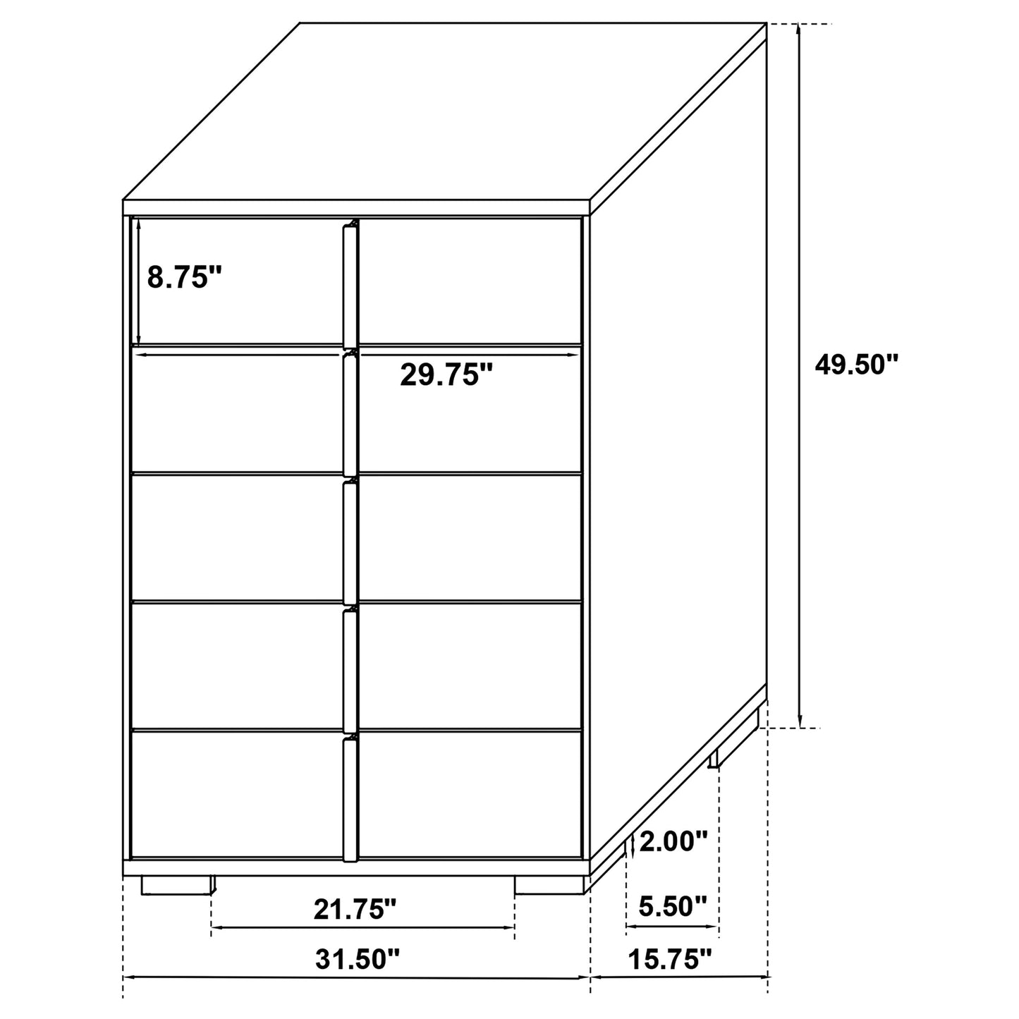 Marceline 5-drawer Bedroom Chest Black