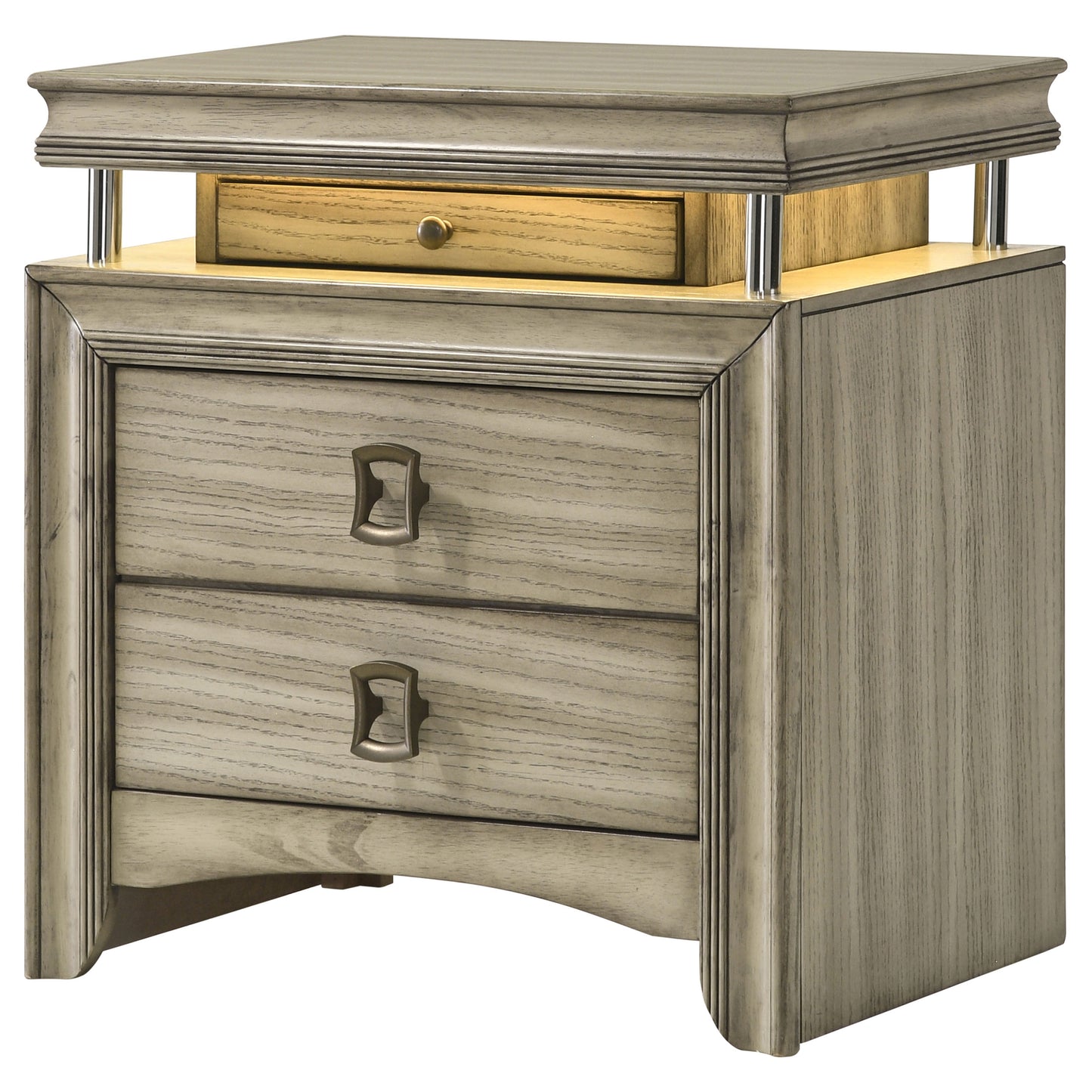 Giselle 3-drawer Nightstand Rustic Beige