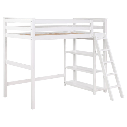 Anica 3-shelf Wood Twin Loft Bed White