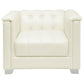 Chaviano Upholstered Track Arm Accent Chair Pearl White