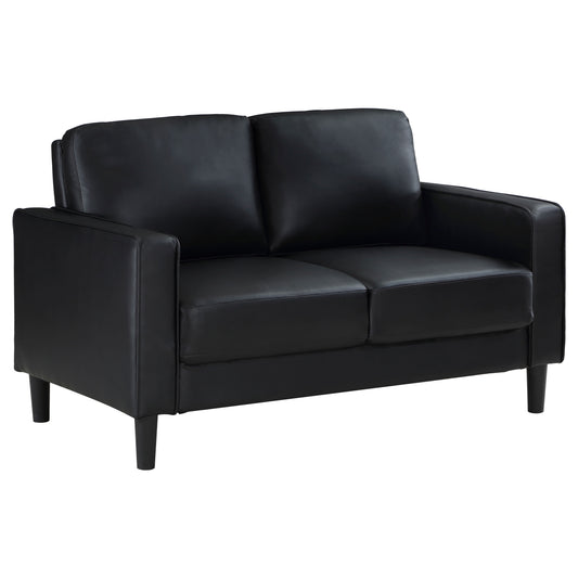 Ruth Upholstered Track Arm Loveseat Black