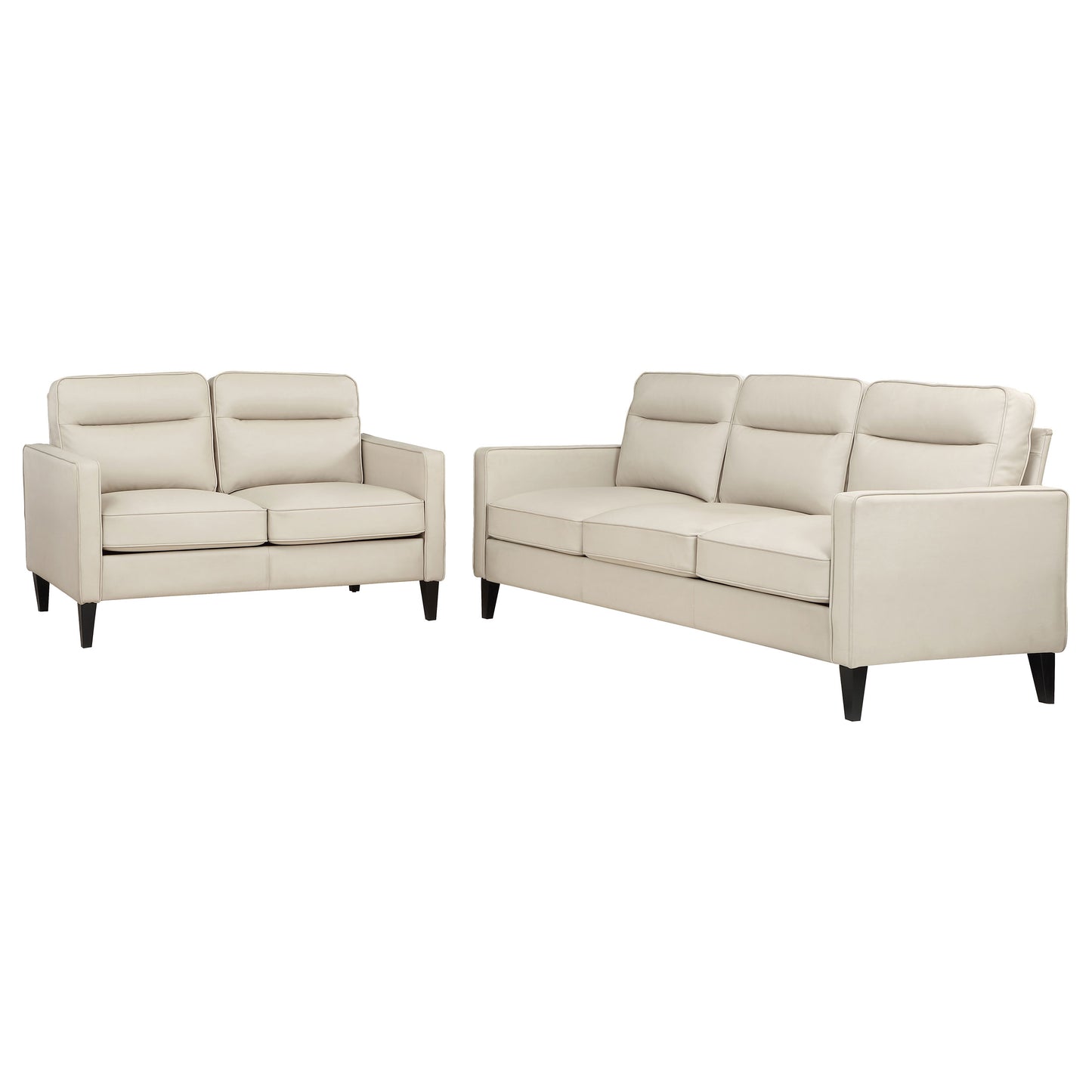 Jonah 2-piece Upholstered Track Arm Sofa Set Ivory