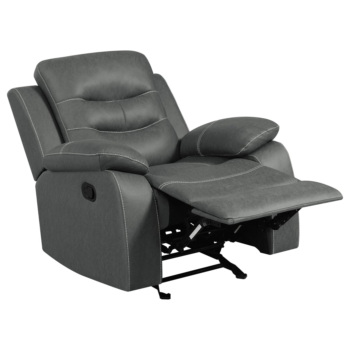 Nova Upholstered Padded Arm Glider Recliner Dark Grey