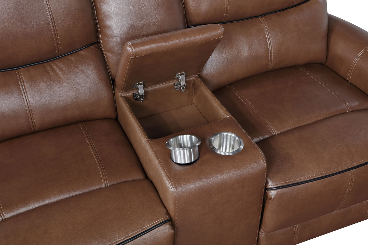 Greenfield Upholstered Power Reclining Loveseat Saddle Brown