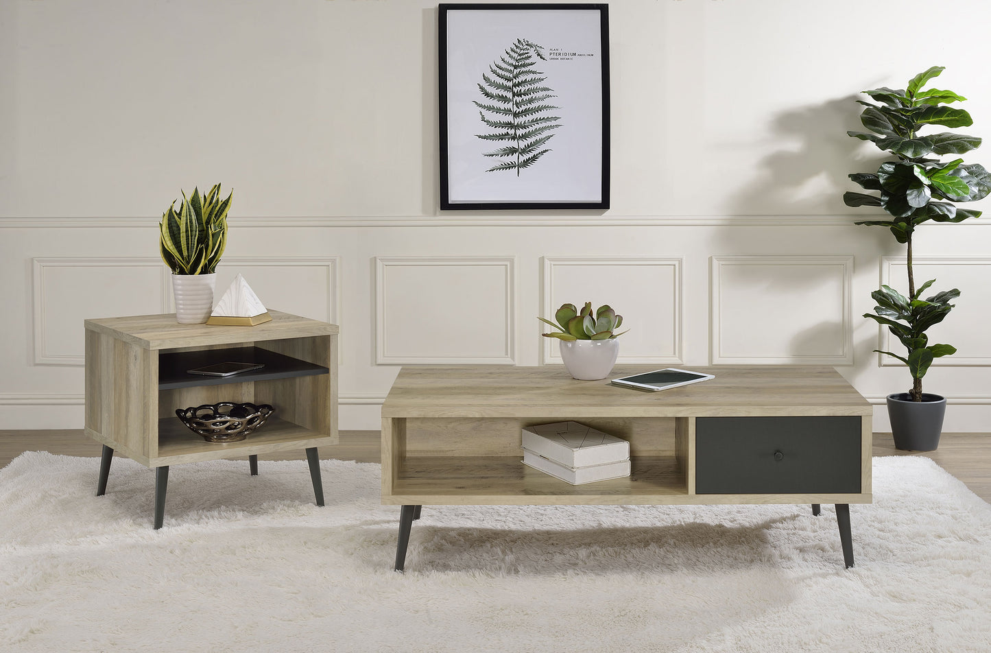 Welsh 1-drawer Engineered Wood Coffee Table Distressed Pine