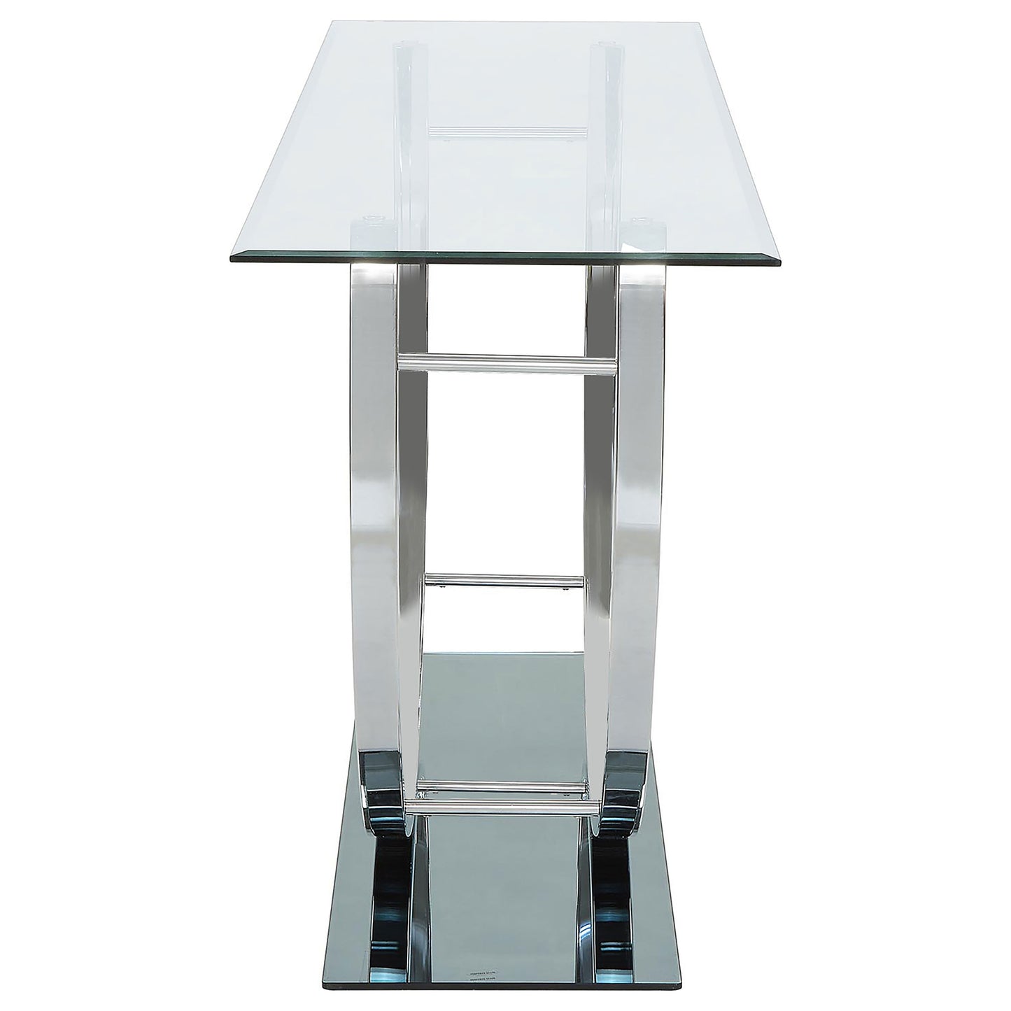 Danville U-shaped Glass Top Entryway Console Table Chrome