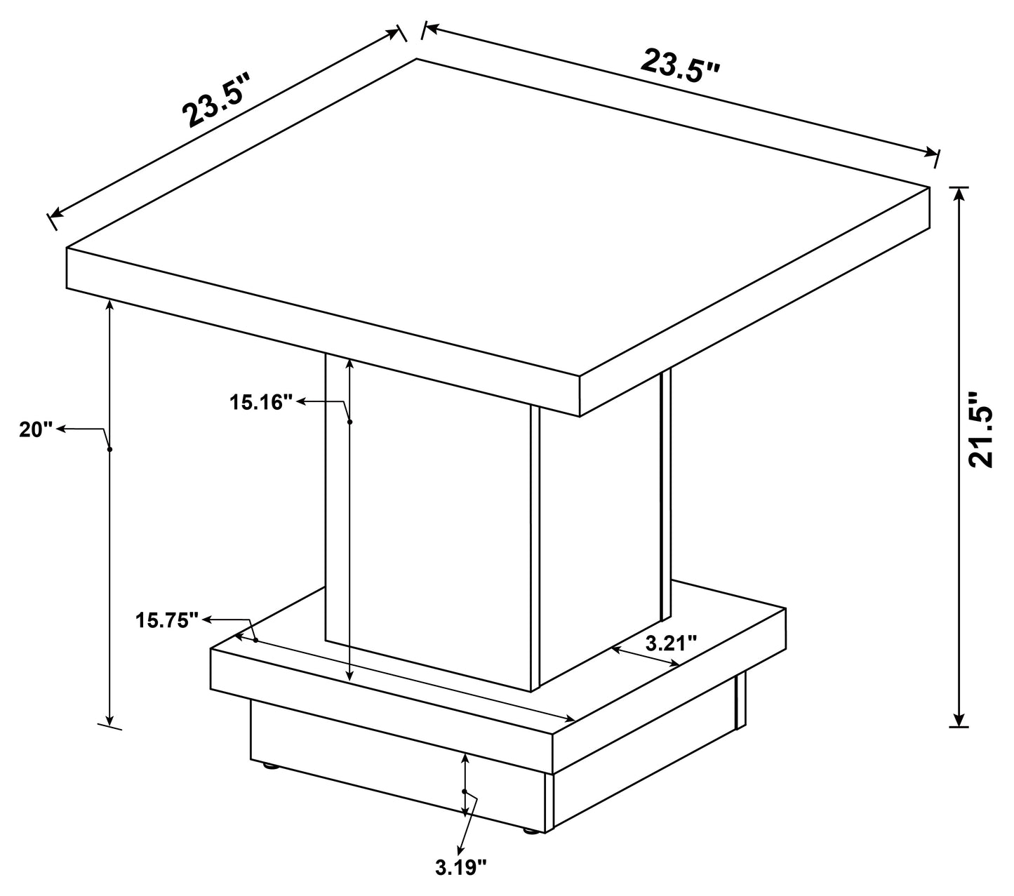 Reston Square Engineered Wood Side End Table Cappuccino