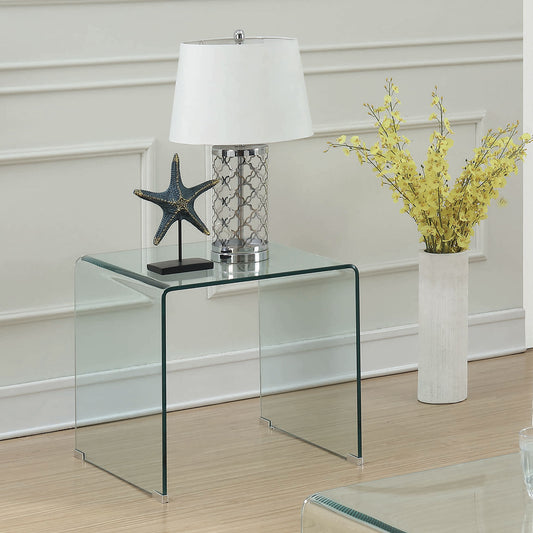 Ripley Squared Tempered Bent Glass Side End Table Clear