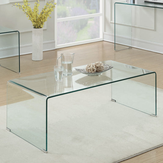 Ripley Rectangular Tempered Bent Glass Coffee Table Clear